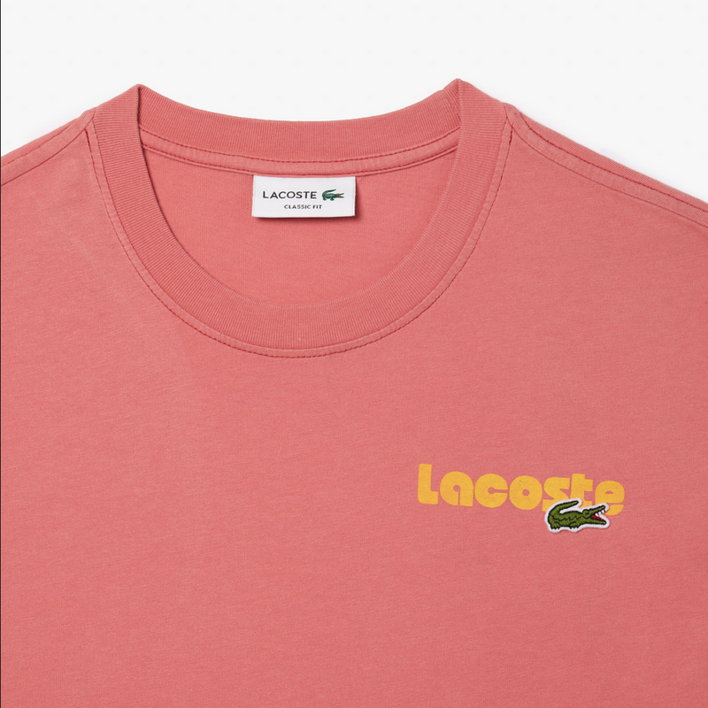 Lacoste Men's Washed Effect Printed  T-Shirt & Shorts Set - Pink ZV9