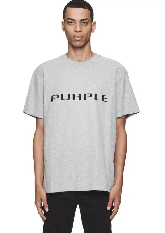 Purple Brand Wordmark T-Shirt - Heather Grey - P104-JWHG324 - BLVD