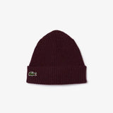 Lacoste Men's Ribbed Wool Beanie - Bordeaux Dark BZD - BLVD