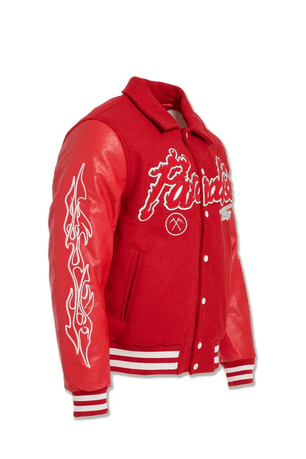 Jordan Craig Paradise Tour Varsity Men Jacket (Red) - BLVD