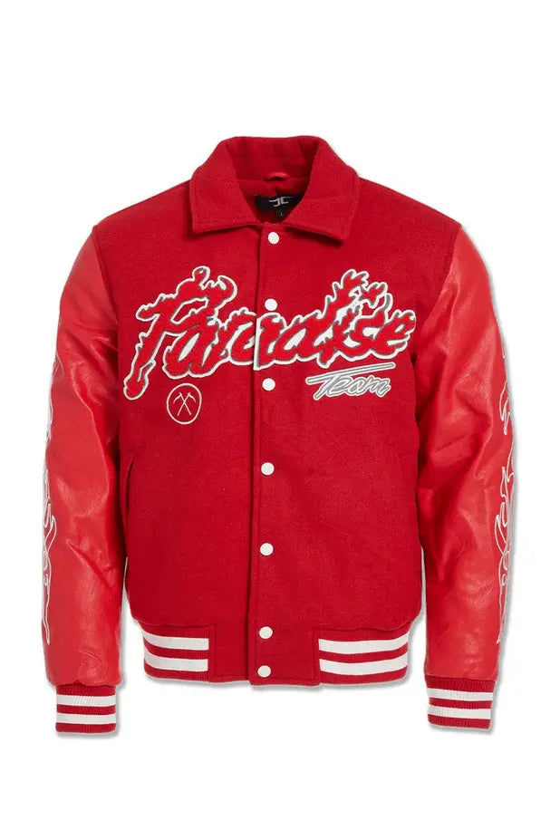 Jordan Craig Paradise Tour Varsity Men Jacket (Red) - BLVD