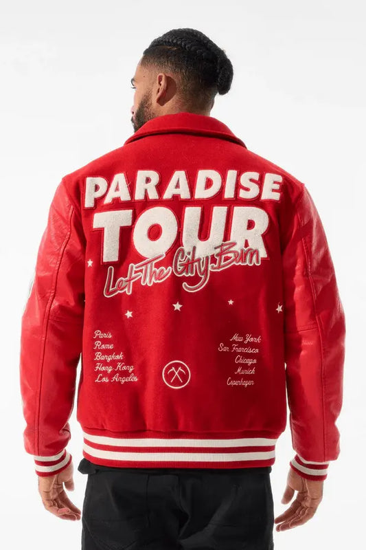 Jordan Craig Paradise Tour Varsity Men Jacket (Red) - BLVD