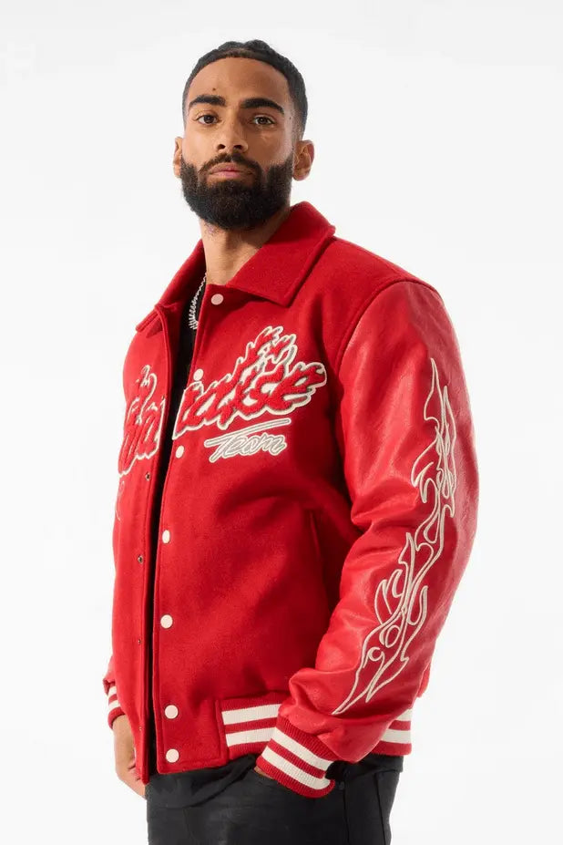 Jordan Craig Paradise Tour Varsity Men Jacket (Red) - BLVD