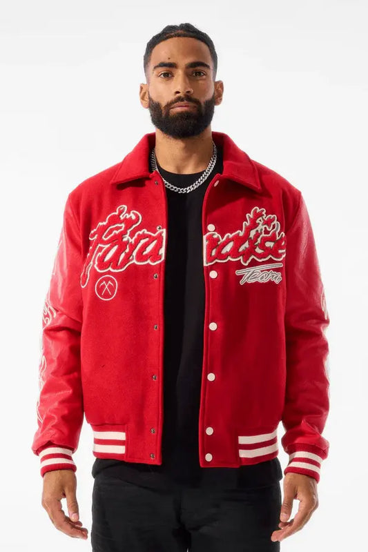 Jordan Craig Paradise Tour Varsity Men Jacket (Red) - BLVD