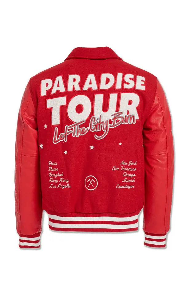 Jordan Craig Paradise Tour Varsity Men Jacket (Red) - BLVD