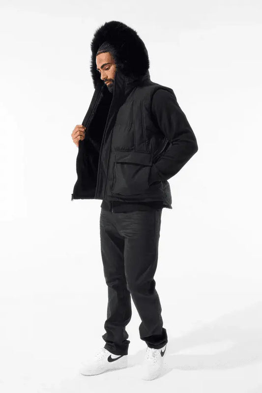 Jordan Craig Yukon Fur Lined Puffer Vest (Black) - BLVD
