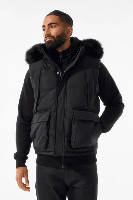 Jordan Craig Yukon Fur Lined Puffer Vest (Black) - BLVD