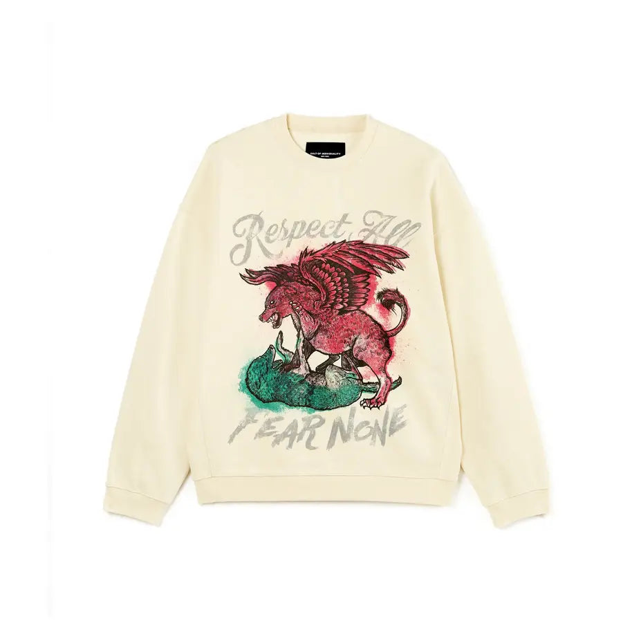 Cult Of Individuality -  Crew Neck Fleece "Respect All" in Winter White - BLVD