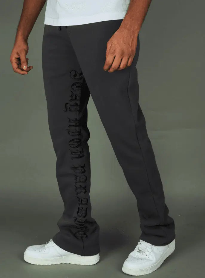 Rebel Minds - Stay High Flc Stacked Sweatpants - Charcoal - BLVD