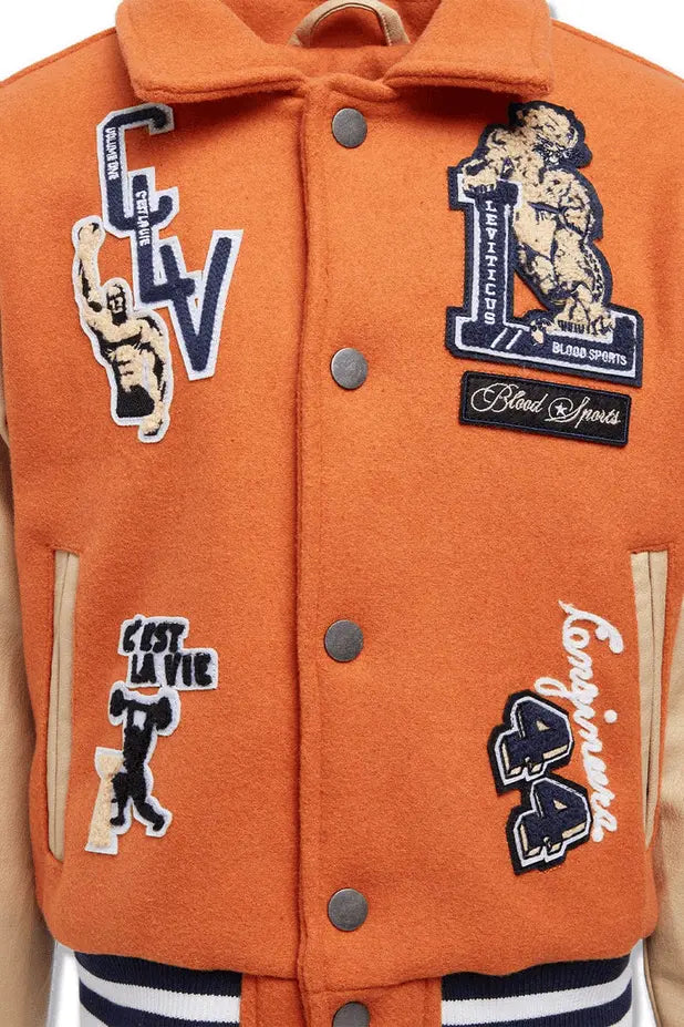 JC Kids Carpe Diem Varsity Jacket (Burnt Orange) - BLVD