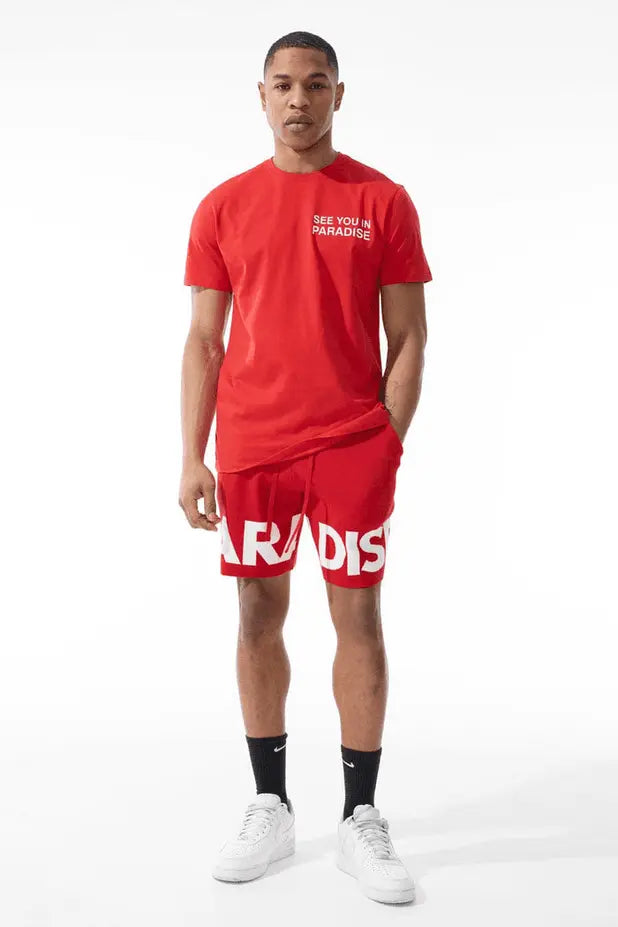 Jordan Craig Men - Paradise T-Shirt & Knit Shorts Set - Red - BLVD