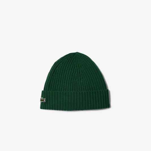 Lacoste Men's Ribbed Wool Beanie - Pine Green 132