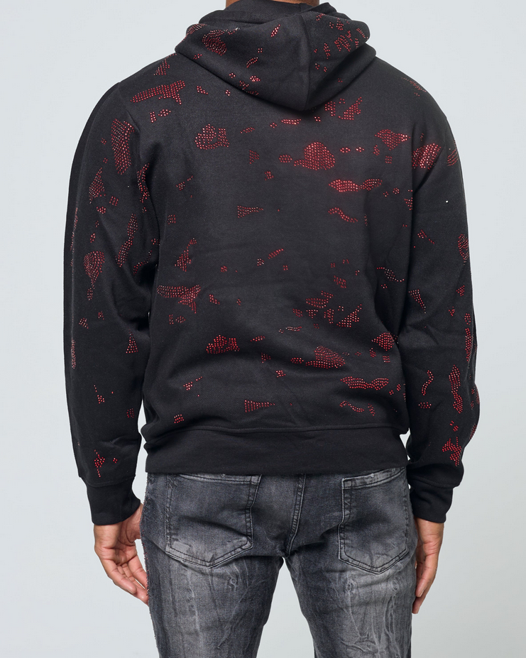 Fwrd Denim - Men Crystalizes Hoodie - Black Red