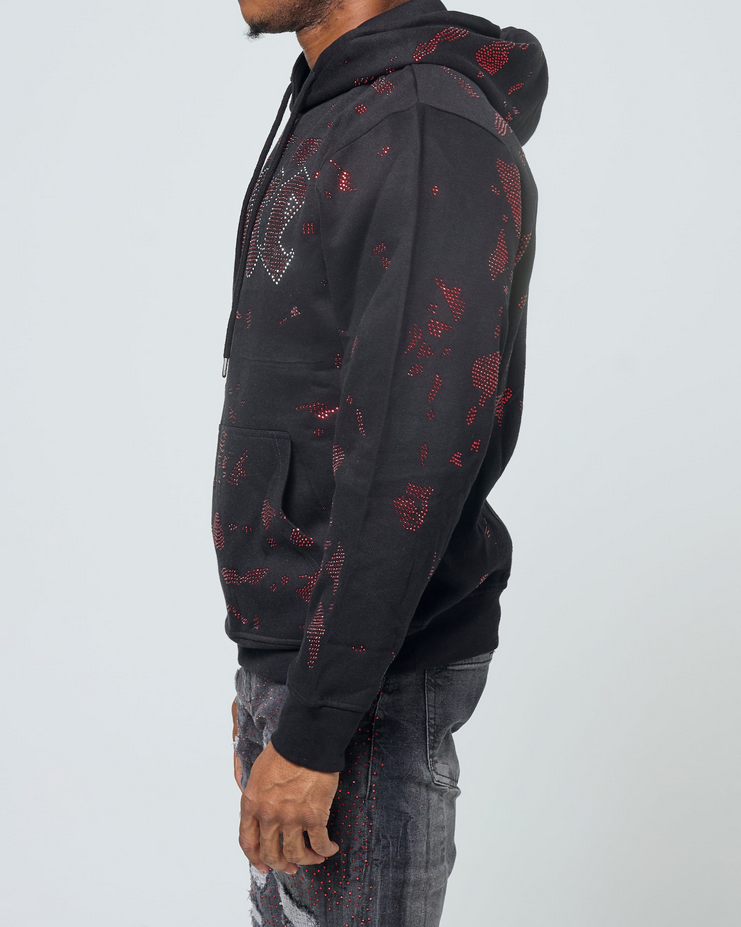 Fwrd Denim - Men Crystalizes Hoodie - Black Red