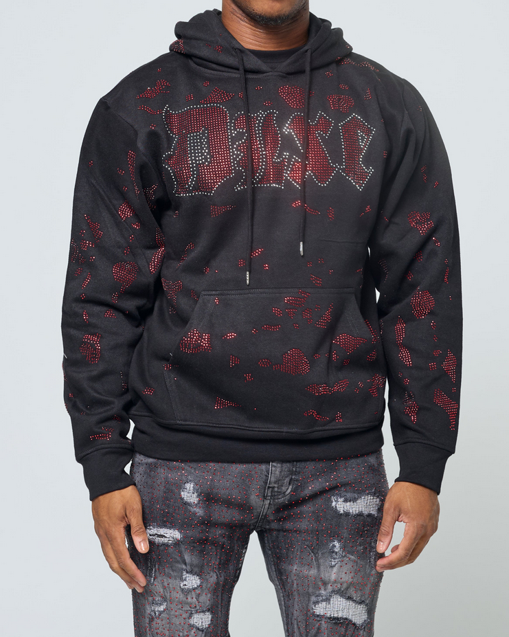 Fwrd Denim - Men Crystalizes Hoodie - Black Red