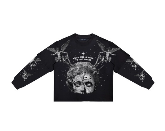 Roku - From Heaven To The Street Boxy Layered Long Sleeve Tee - Black
