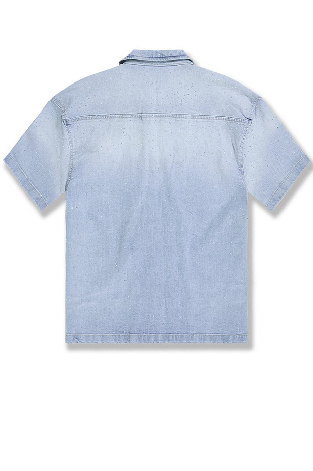 Jordan Craig - Radiant Denim Zip Up Shirt - Ice Blue