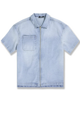 Jordan Craig - Radiant Denim Zip Up Shirt - Ice Blue