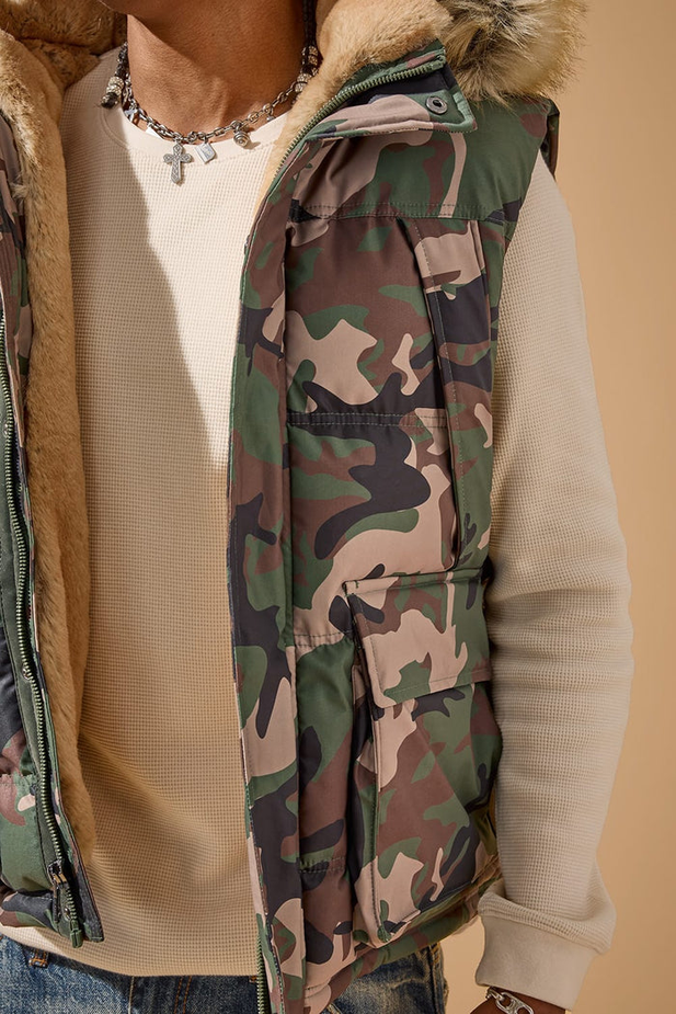 Jordan Craig - Yukon Fur Lined Puffer Vest - Vintage Camo