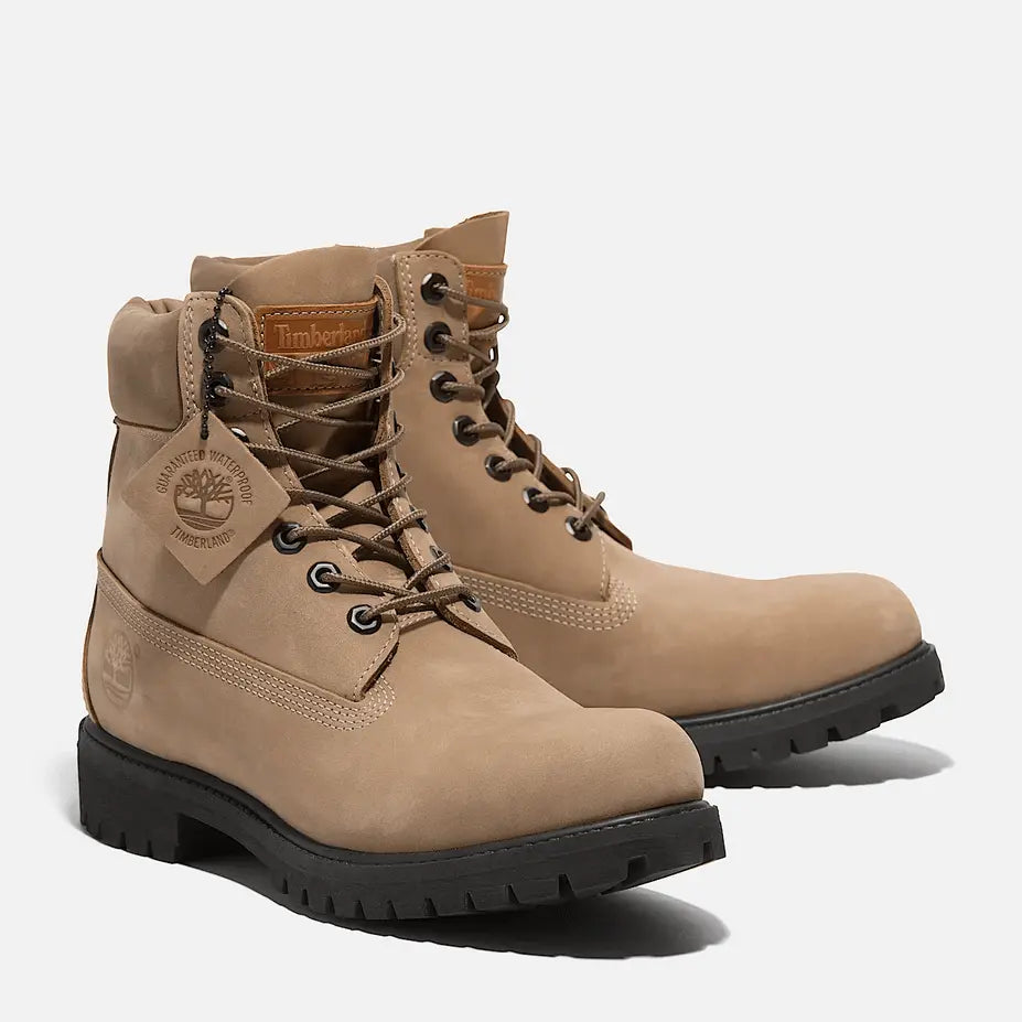 Men's Timberland® Premium 6-Inch Lace-Up Waterproof Boot - Beige Nubuck - BLVD