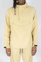 Rebel Minds - Solid Nylon Anorak & Stacked Cargo Pants Set - Khaki - BLVD