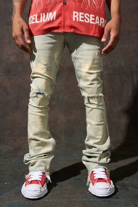 Serenede "SULFUR" Bleached Stacked Jeans - BLVD