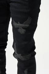 Serenede  "Peace" Jeans -  Black Wash With Dove Print 1 - BLVD