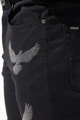 Serenede  "Peace" Jeans -  Black Wash With Dove Print 1 - BLVD