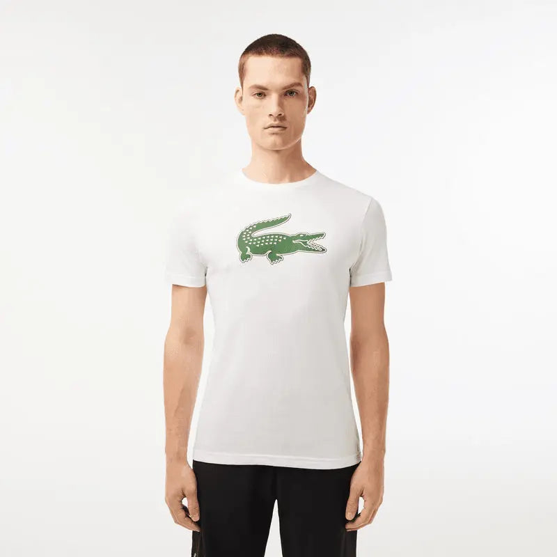 Lacoste Men's SPORT 3D Print Croc Jersey T-Shirt - White / Green 737 - BLVD
