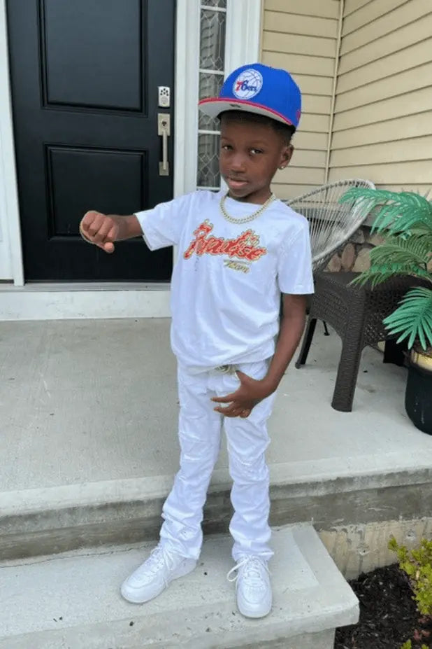 Jordan Craig Kids Stacked Tribeca Twill Pants (White) - BLVD