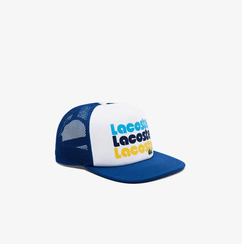 Lacoste Unisex Print Trucker Cap - White Blue F2F - BLVD