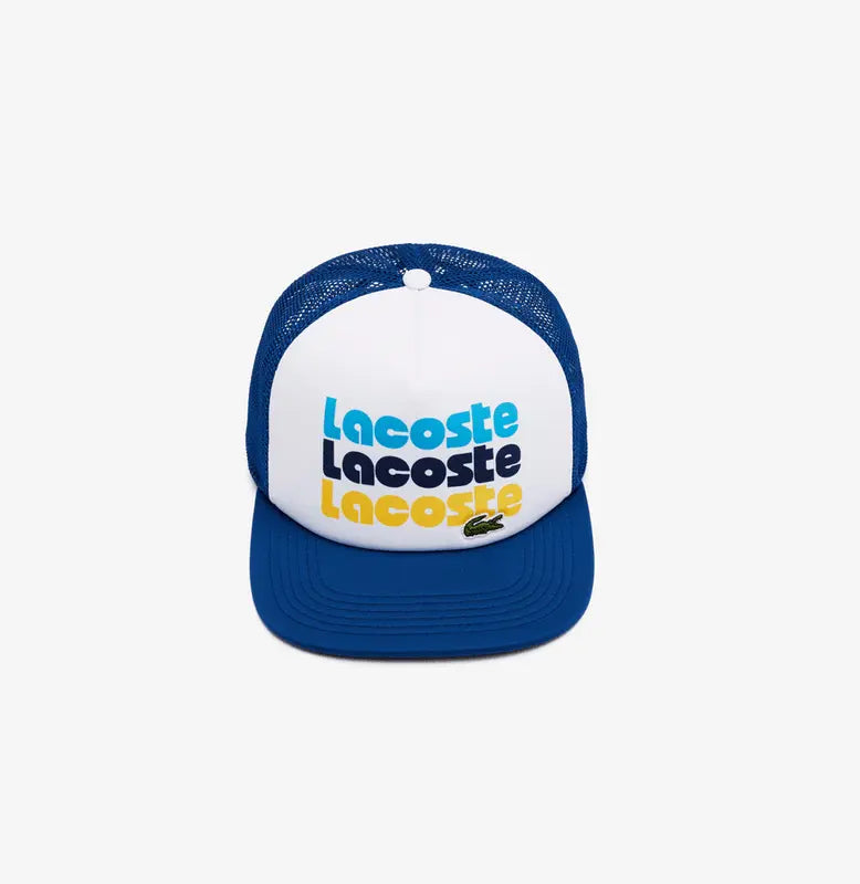 Lacoste Unisex Print Trucker Cap - White Blue F2F - BLVD