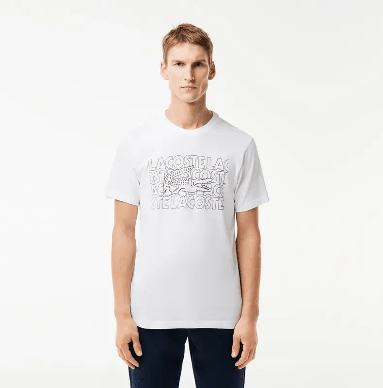 Lacoste Men's Ultra-Dry Printed Sport T-Shirt - White 001 - BLVD