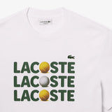 Lacoste Men's Heavy Cotton Tennis Ball Print T-Shirt - White 001 - BLVD
