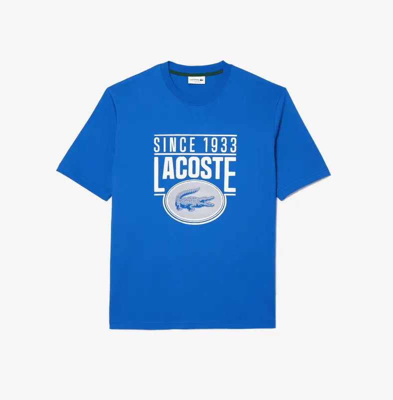 Lacoste Men's Loose Fit Cotton Jersey Print T-shirt - Ladigue Blue IXW - BLVD