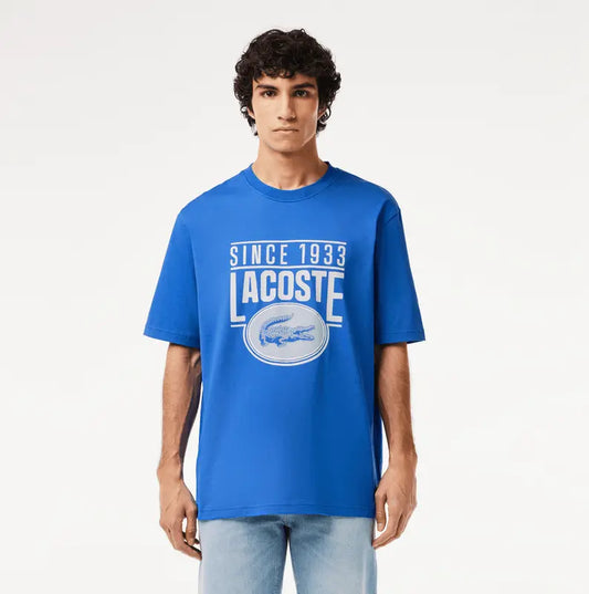Lacoste Men's Loose Fit Cotton Jersey Print T-shirt - Ladigue Blue IXW - BLVD