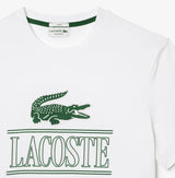 Lacoste Unisex Regular Fit Heavy Cotton Jersey T-Shirt - White Green 001 - BLVD