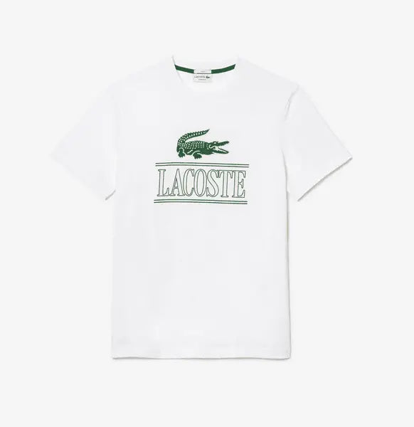 Lacoste Unisex Regular Fit Heavy Cotton Jersey T-Shirt - White Green 001 - BLVD