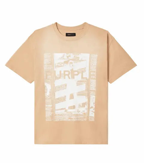 Purple Brand Newsprint Tee - Beige - P117-HABN225 - BLVD