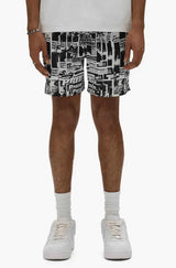 Purple Brand - Tabloid All Around Shorts - Black & White - P504-PMUT225 - BLVD