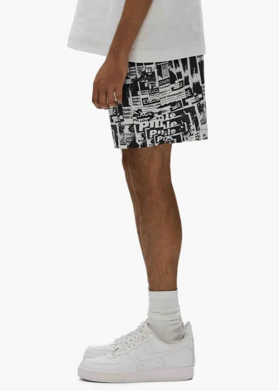 Purple Brand - Tabloid All Around Shorts - Black & White - P504-PMUT225 - BLVD