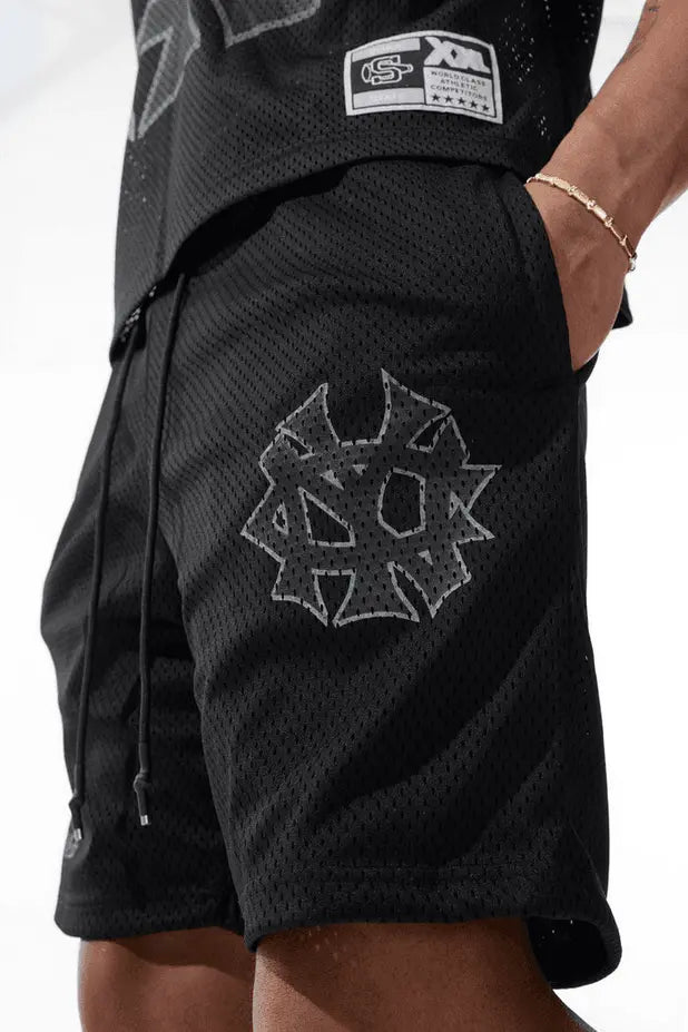 Jordan Craig Men 5 Borough Football Jersey & Mesh Shorts Set (Black) - BLVD