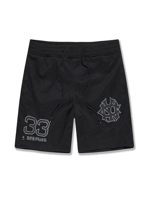 Jordan Craig Men 5 Borough Football Jersey & Mesh Shorts Set (Black) - BLVD