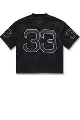 Jordan Craig Men 5 Borough Football Jersey & Mesh Shorts Set (Black) - BLVD