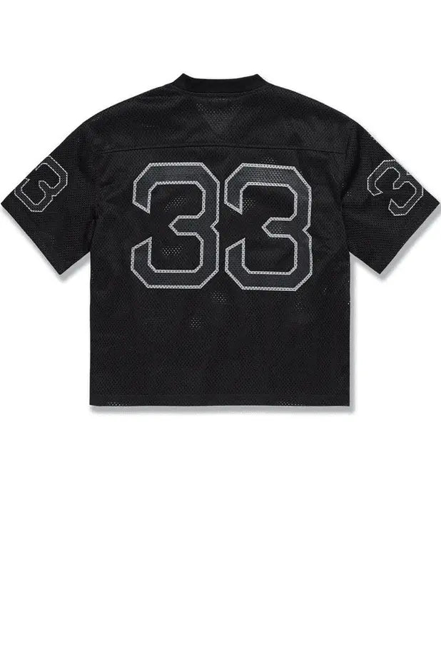 Jordan Craig Men 5 Borough Football Jersey & Mesh Shorts Set (Black) - BLVD