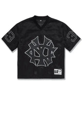 Jordan Craig Men 5 Borough Football Jersey & Mesh Shorts Set (Black) - BLVD