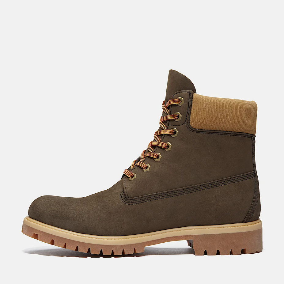 Men's Timberland® Premium 6-Inch Waterproof Boots - Dark Brown Nubuck / Olive Timberland