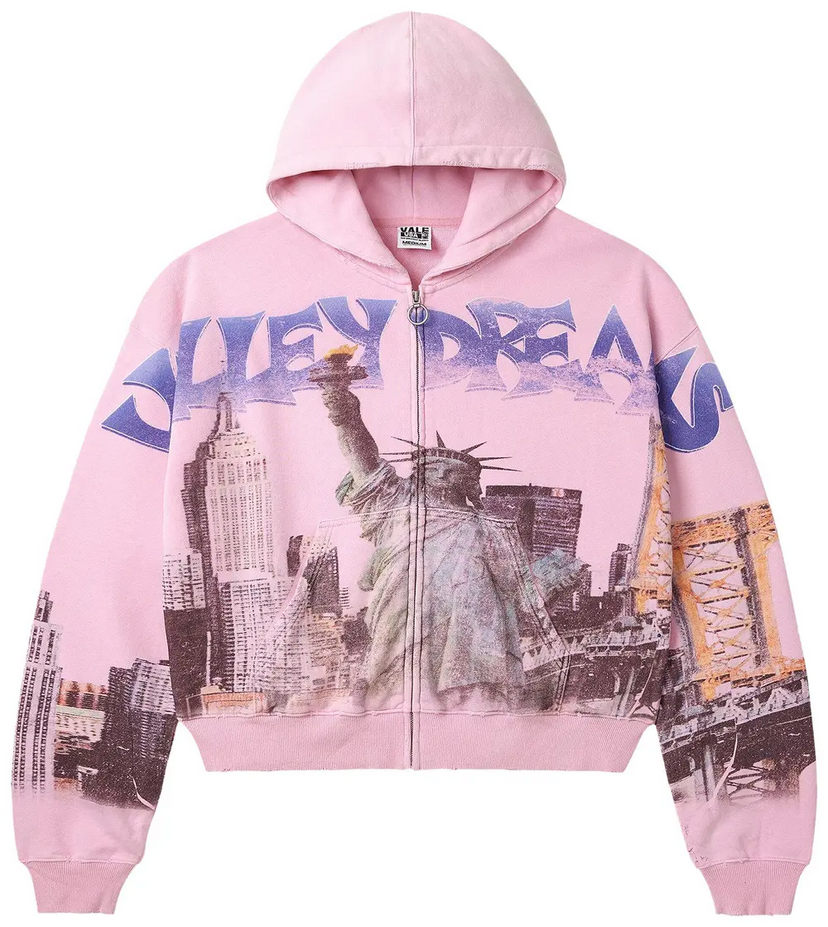 Vale Forever - NYC Zip Up  Hoodie - Neon Pink