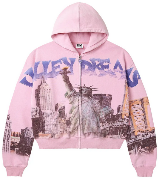 Vale Forever - NYC Zip Up  Hoodie - Neon Pink