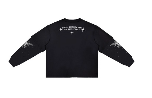Roku - From Heaven To The Street Boxy Layered Long Sleeve Tee - Black